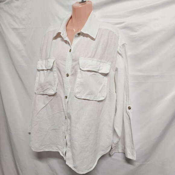 Free People We The Free Made For Sun Linen Shirt Women Size M Almost White - Picture 10 of 15